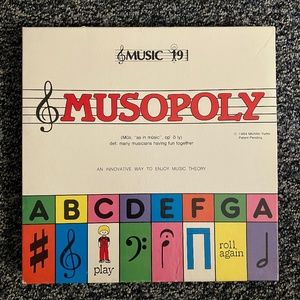 Vintage Music 19’s Musopoly board game by Michiko Yurko, 1984 edition